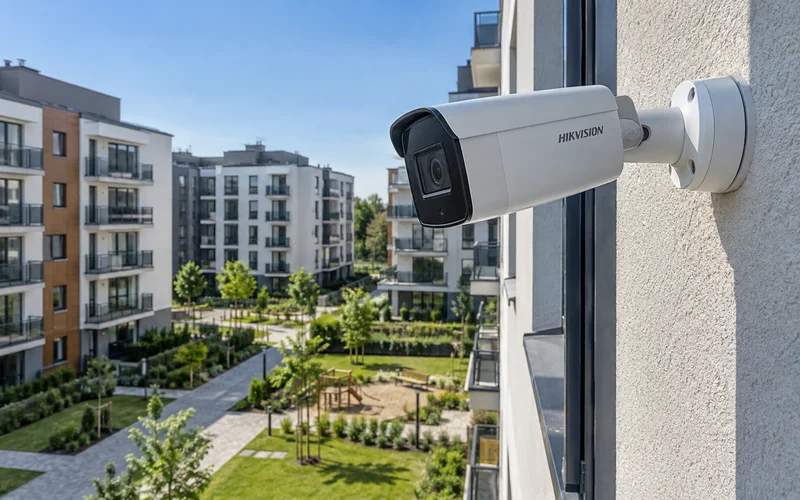 Hikvision на фасаде жилого комплекса: двор и детская площадка